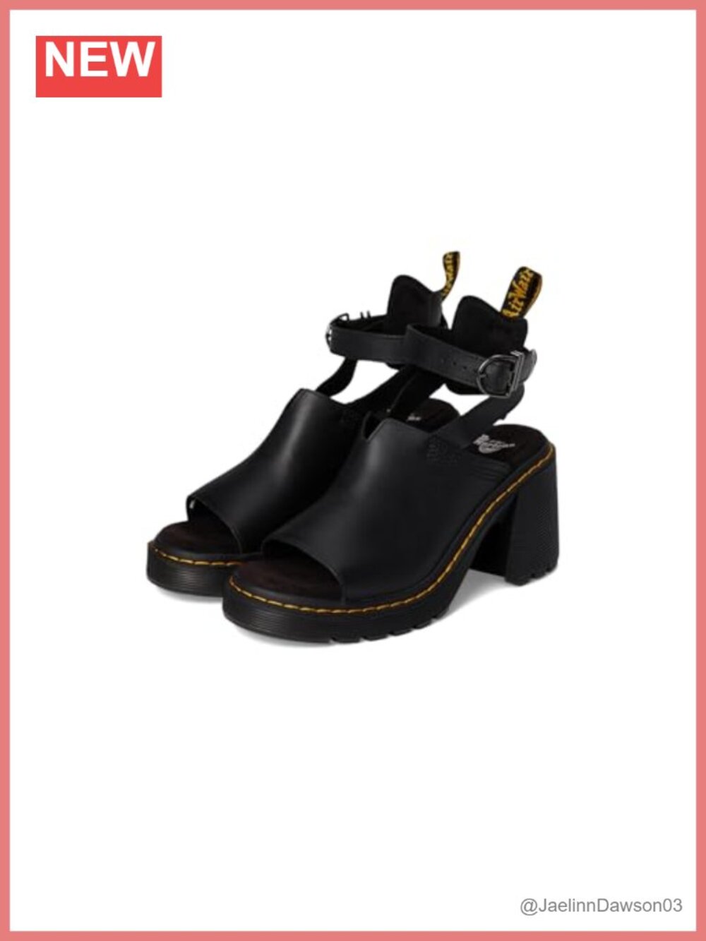 Leather Platform Heeled Sandals Adjustable Ankle Strap Open Toe Flare Heel
